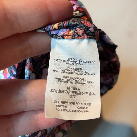 Liberty London J Crew Women 4 Floral Button Up Shirt Long Sleeve Casual Navy Top - Picture 5 of 10